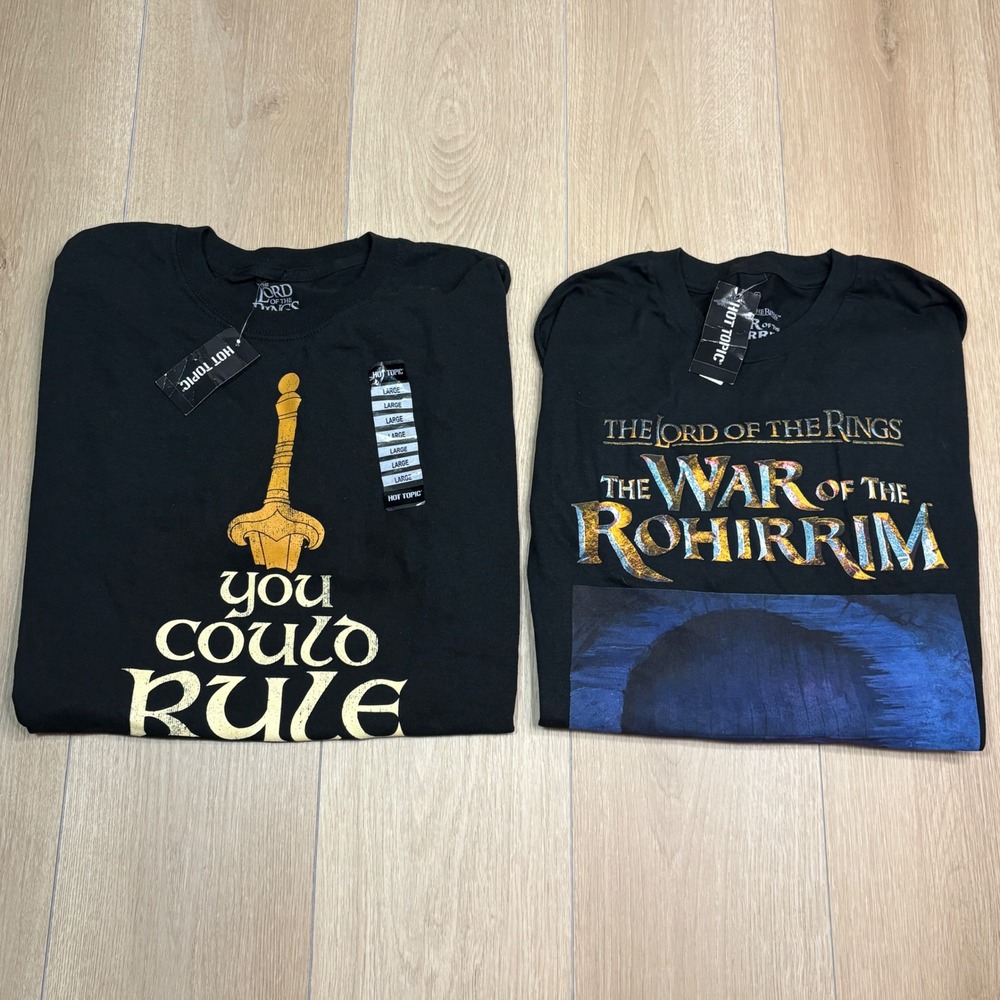 LOT OF 2 - Hot Topic Lord of the Rings War of the Rohirrim Graphic T-Shirt Large